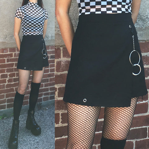 Goth-High waist A-line skirt