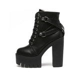 GOTH BUCKLE HIGH HEEL TOP BOOTS