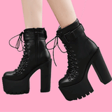 LACE UP HIGH TOP LONG KNEE GOTH PUNK BOOTS